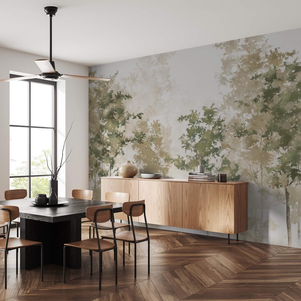 Trees behind pale mist — interior 3