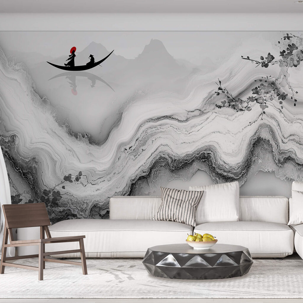 Gondola above ink washes — interior 1