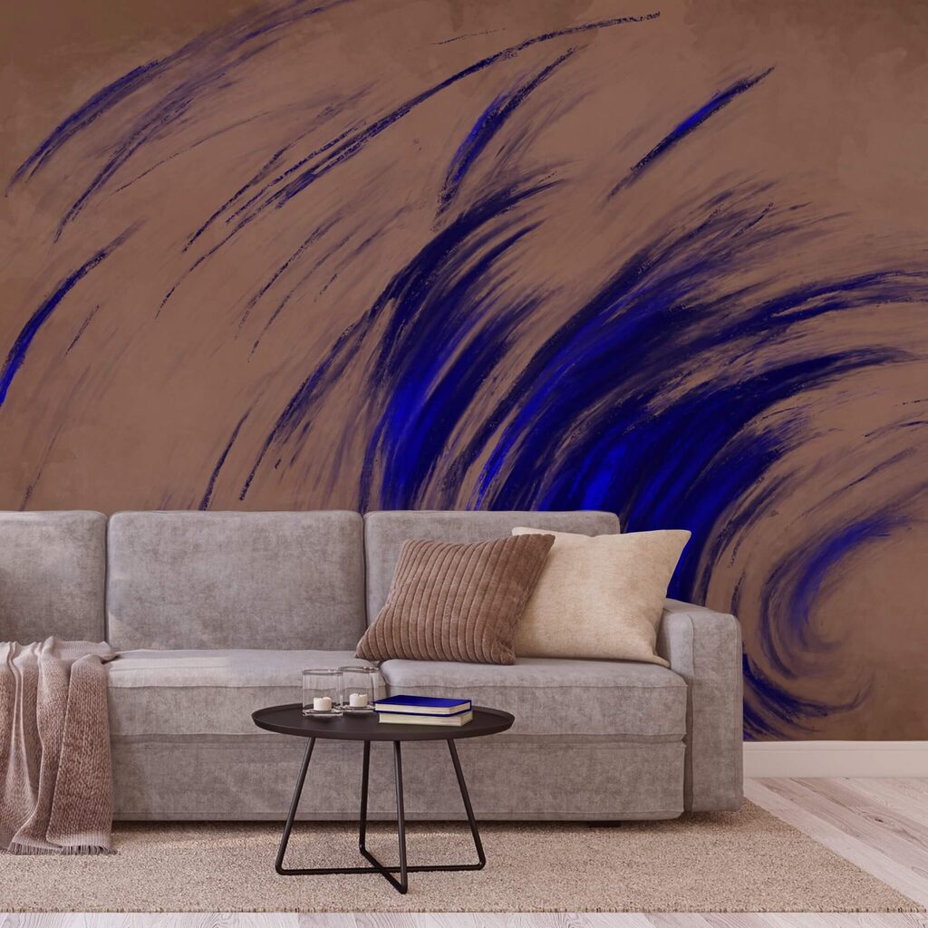 Blue brushstrokes turning — interior 2