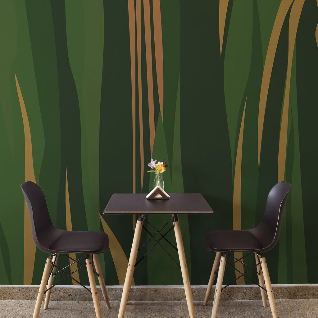 Green bands and ochre — interior 1