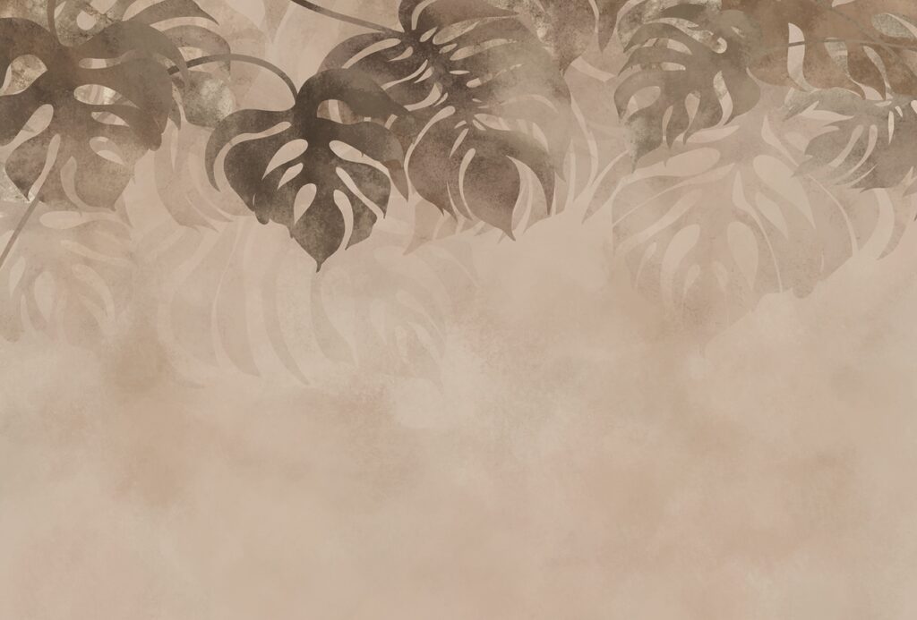 Tropical leaves above haze — full design