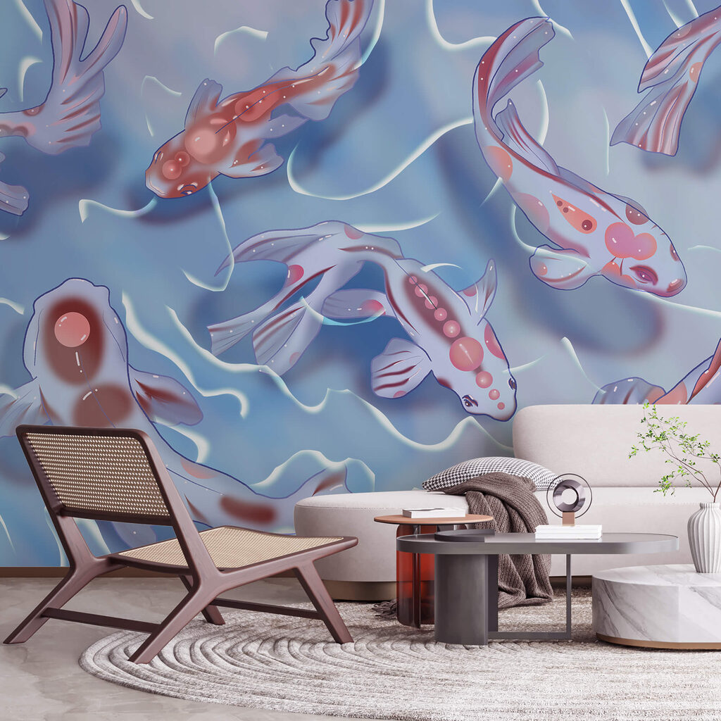 Fish among blue ripples — interior 2