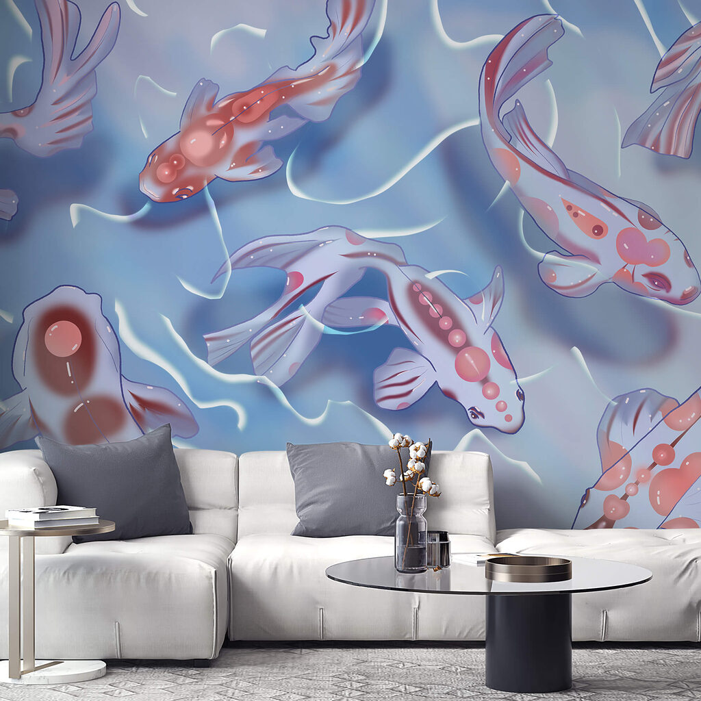 Fish among blue ripples — interior 1
