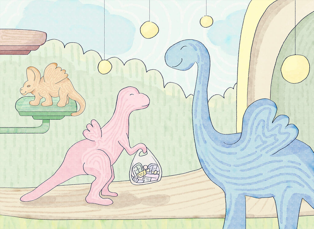 Pastel dinosaur world — full design