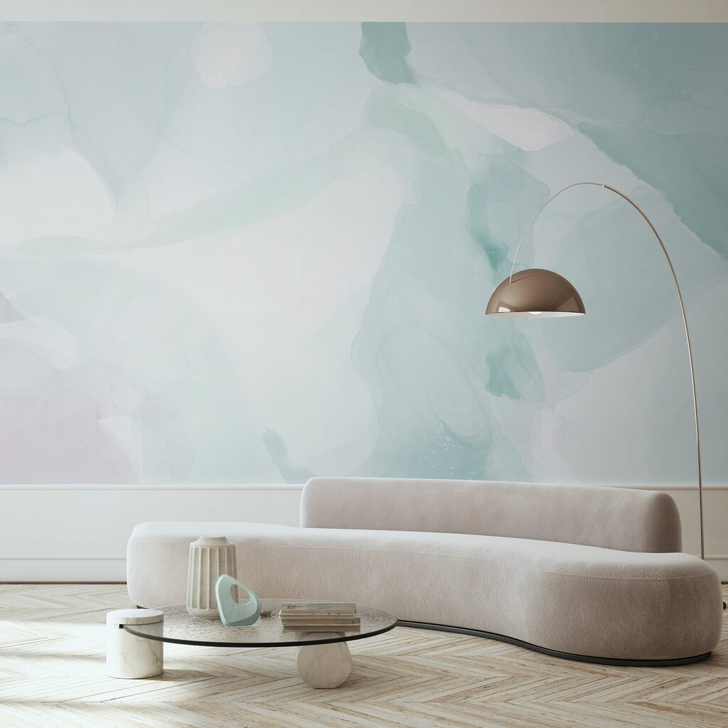 Turquoise veils flowing together — interior 1