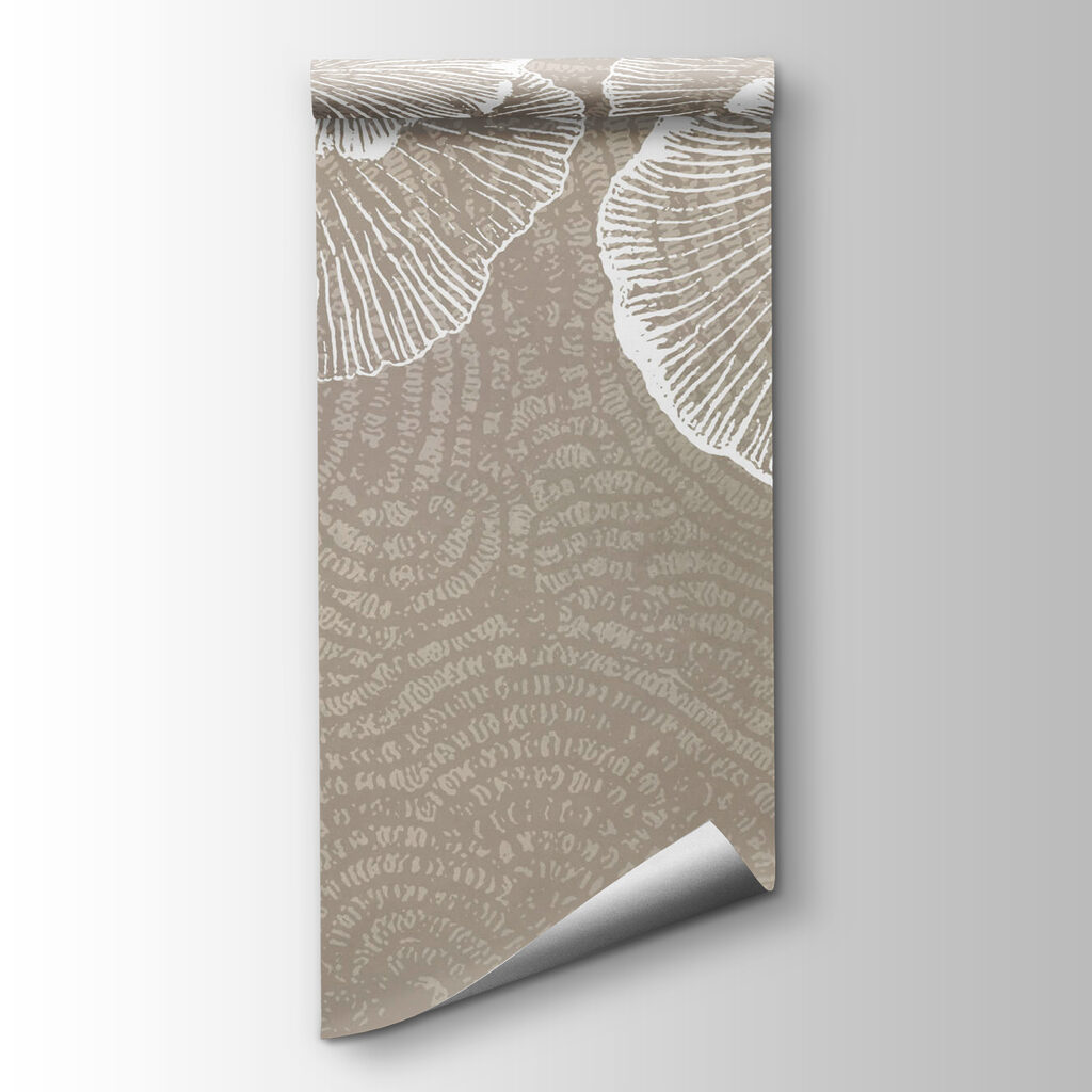 White leaves on taupe — product view