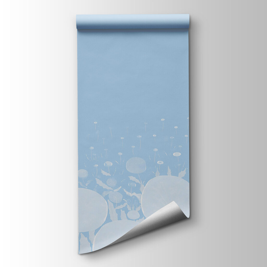 White circles on blue — product view
