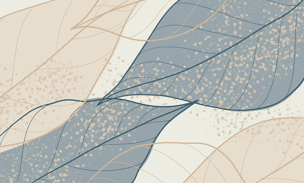 Blue leaves with dots — full design