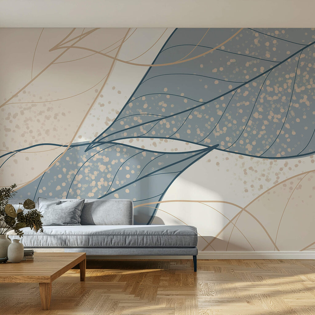 Blue leaves with dots — interior 1