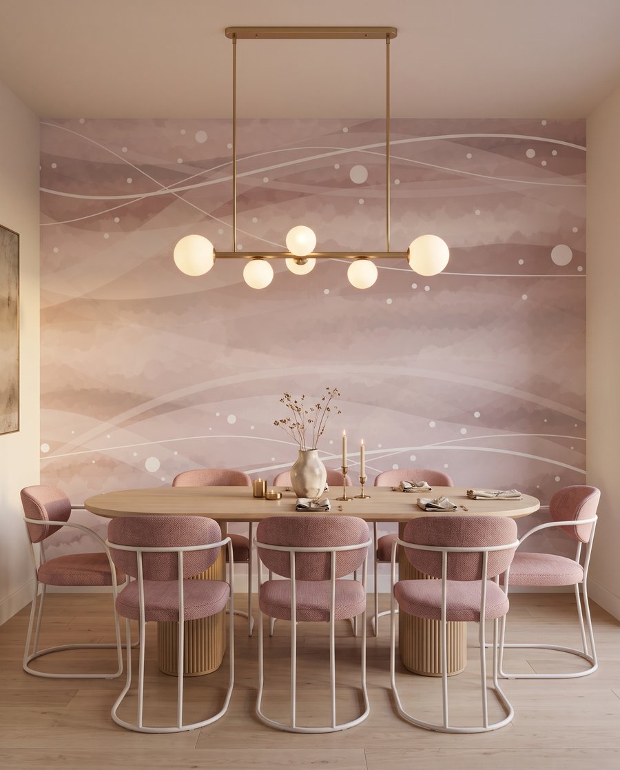 Pink Lines and Dots in an interior