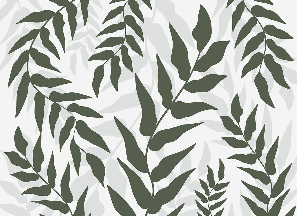 Green leaves over shadows — full design