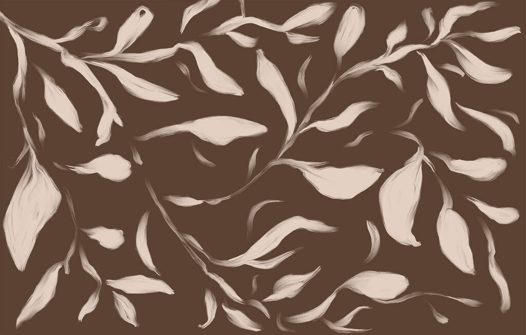 Scattered leaves and twigs — full design
