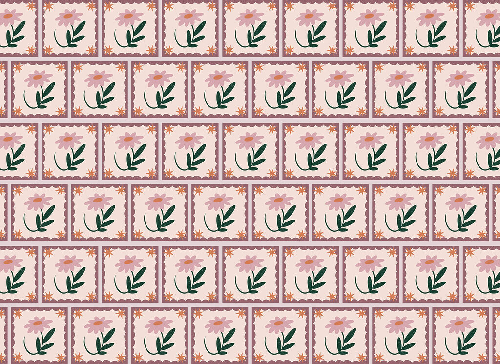 Flowers in stamp frames — full design
