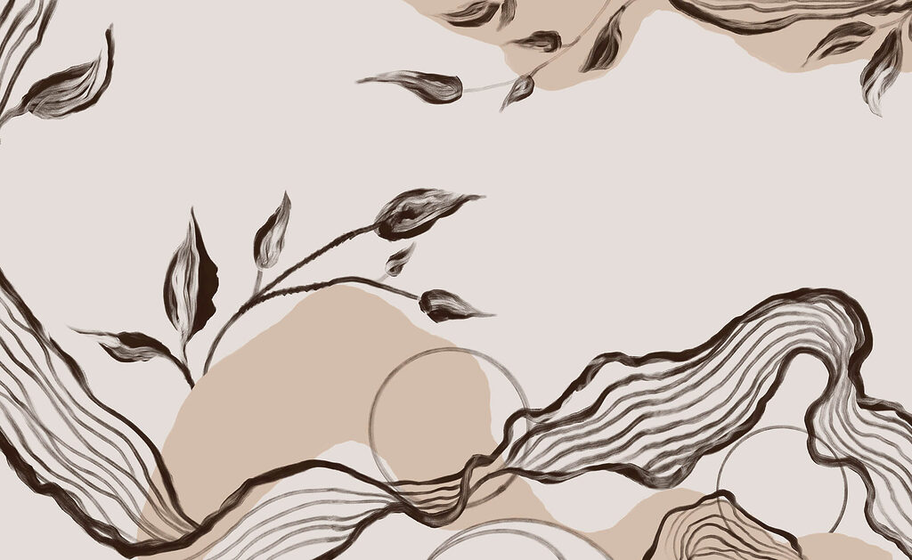 Leaves above wavy lines — full design