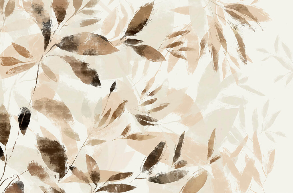 Leaves in brown watercolour — full design
