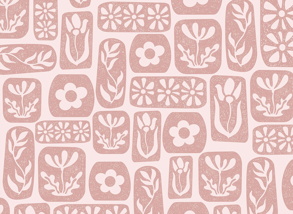Flowers in pink boxes — full design