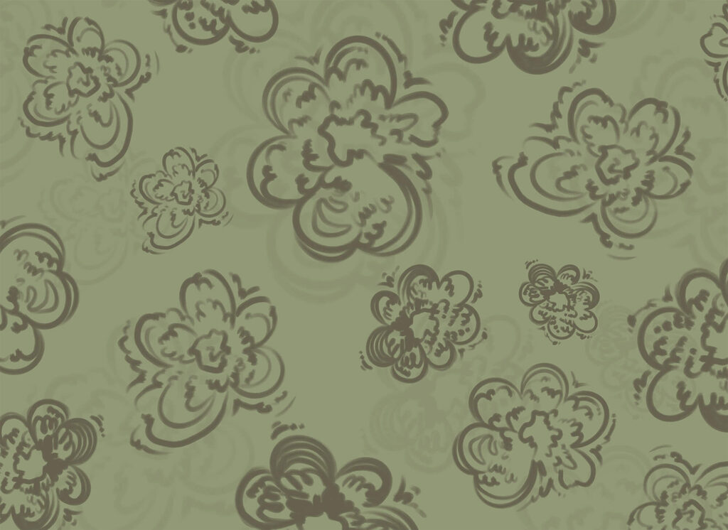 Curling flower outlines — full design