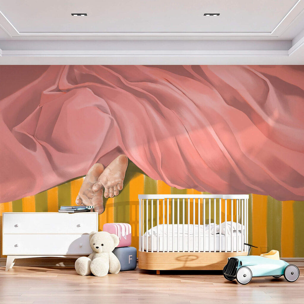 Feet under pink folds — interior 1