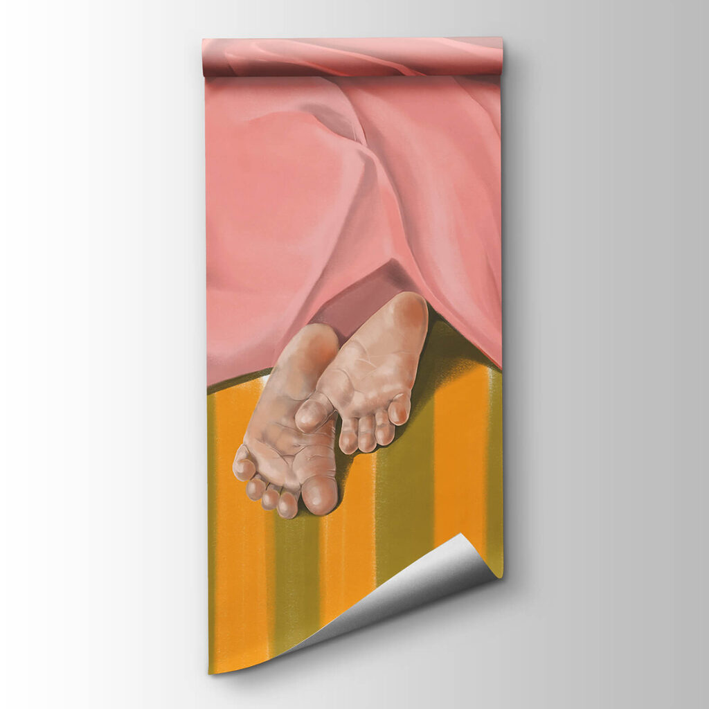 Feet under pink folds — product view
