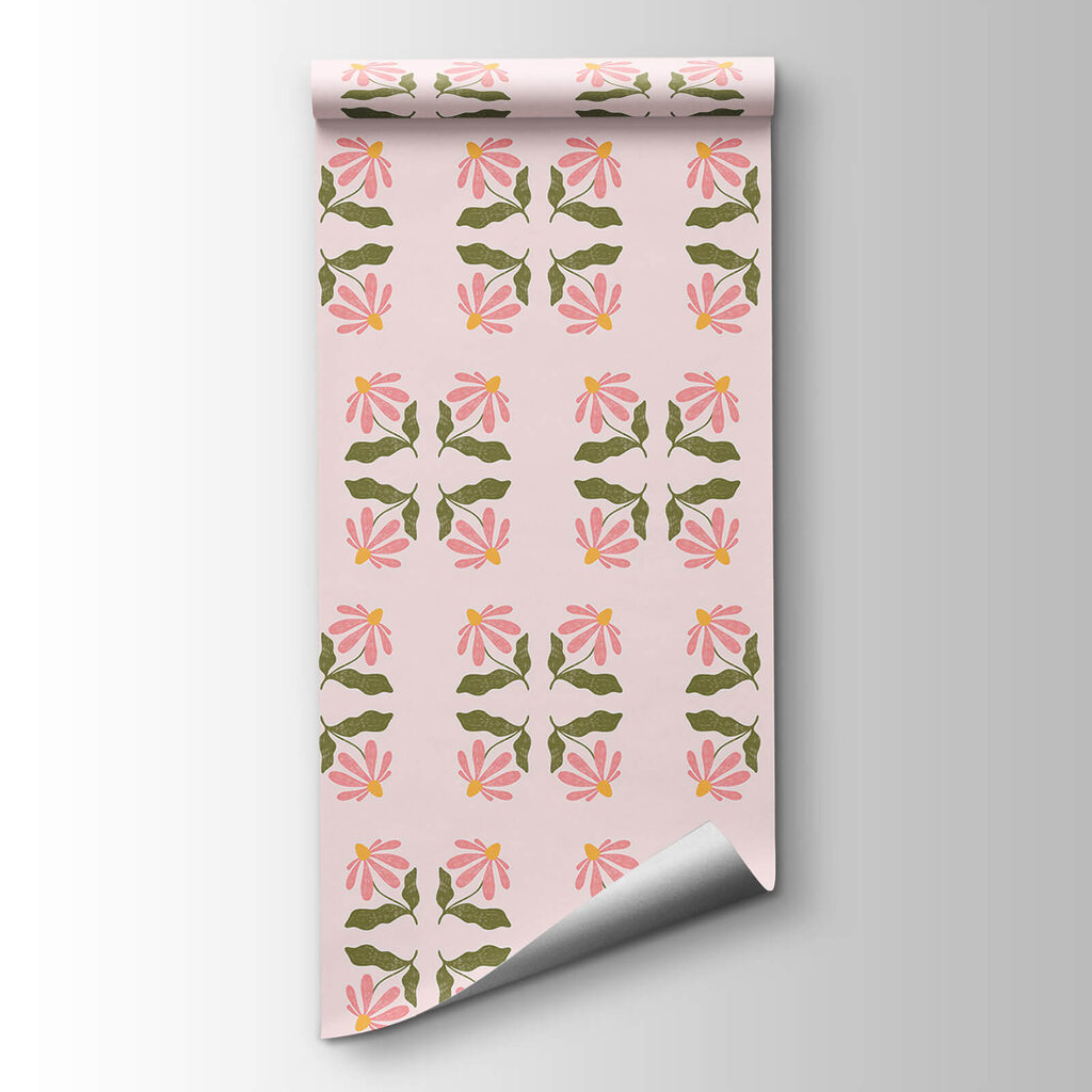 Pink flowers, green stems — product view