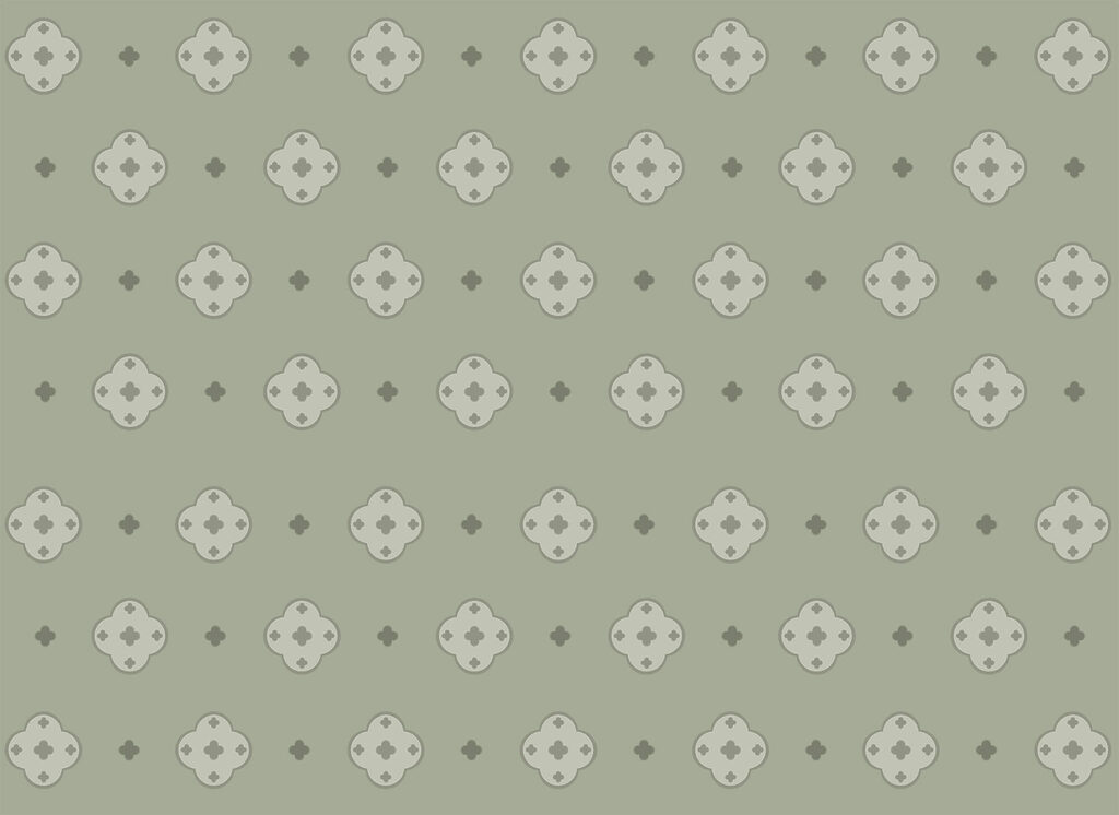 Small ornaments on grey-green — full design