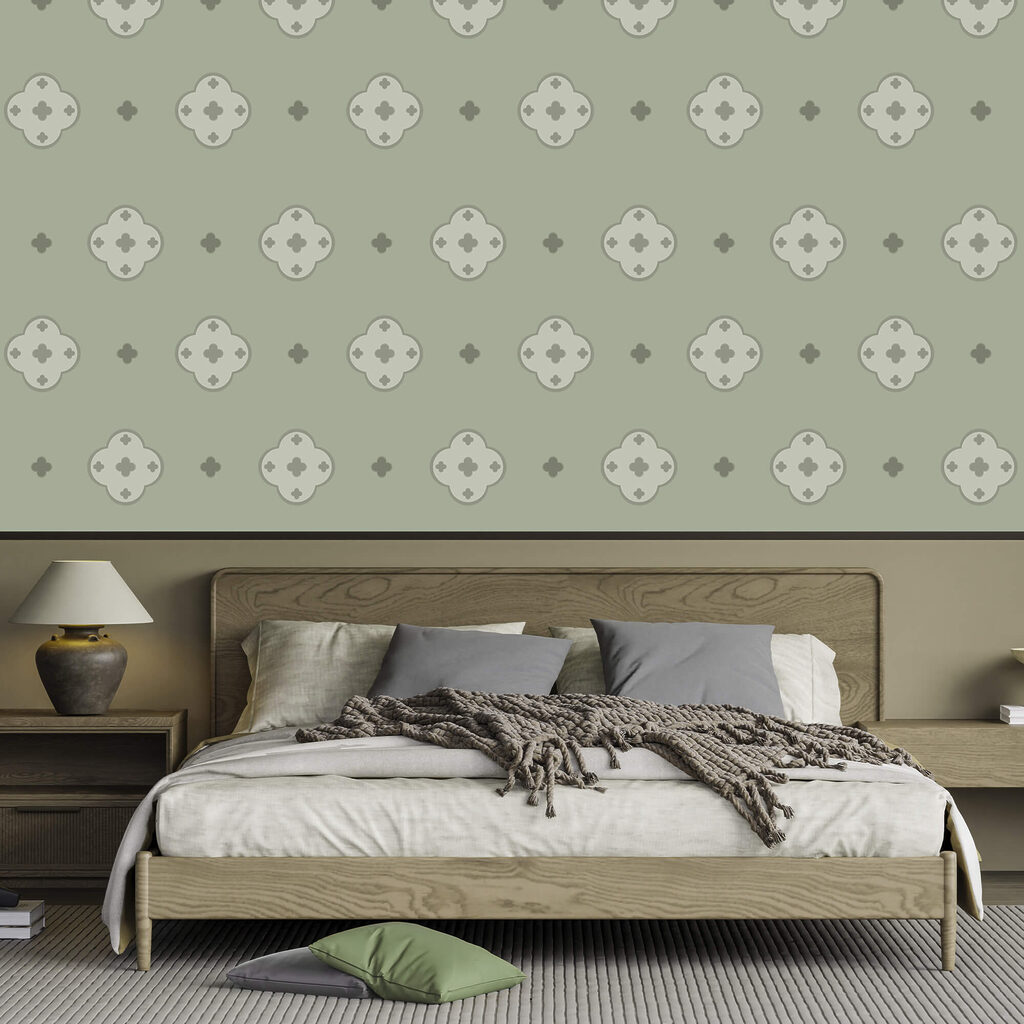 Small ornaments on grey-green — interior 1