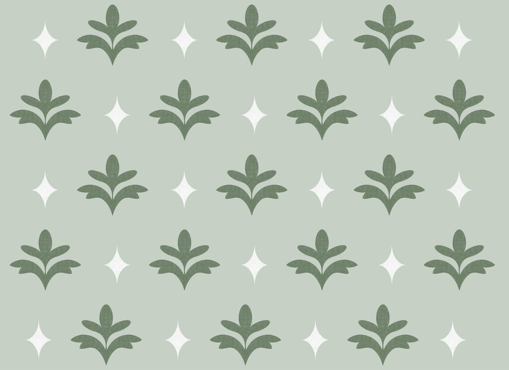 Green motifs and stars — full design