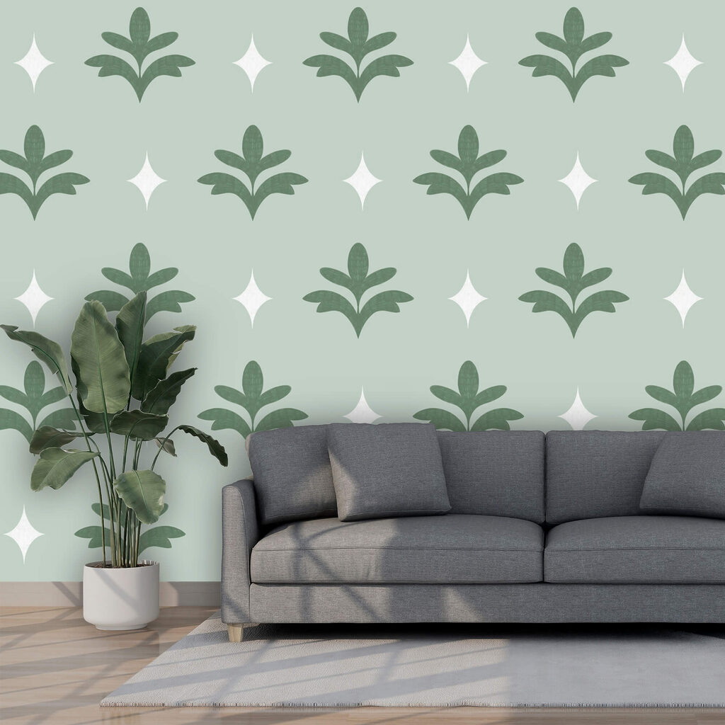 Green motifs and stars — interior 1