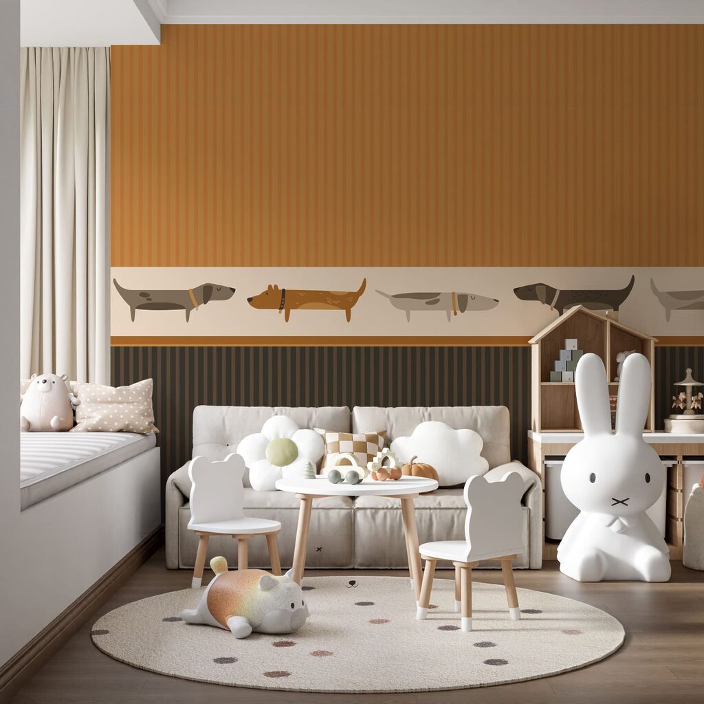 Dachshunds in a row — interior 1