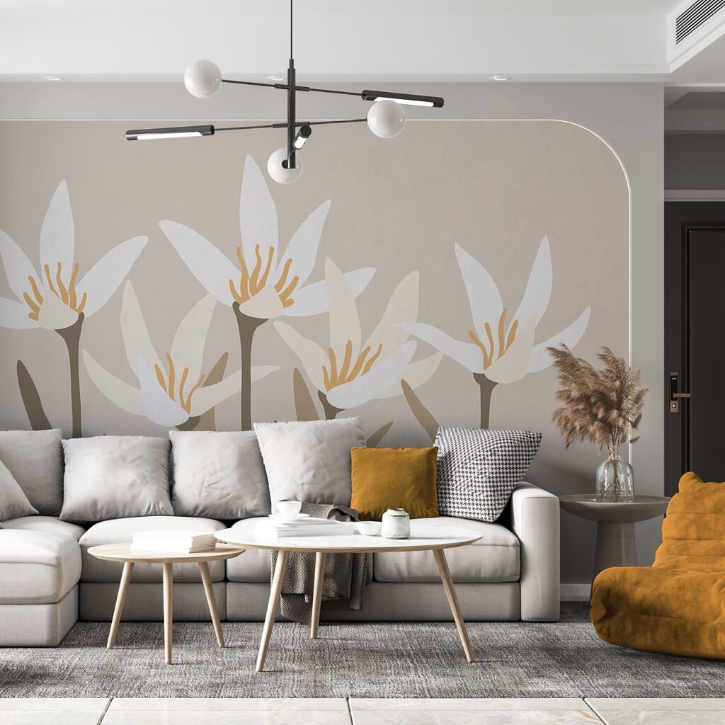 Stylised white blooms — interior 1