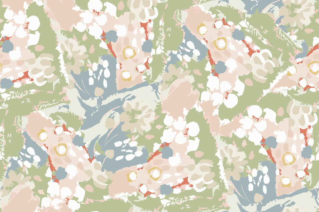 Flower patches in camouflage — full design