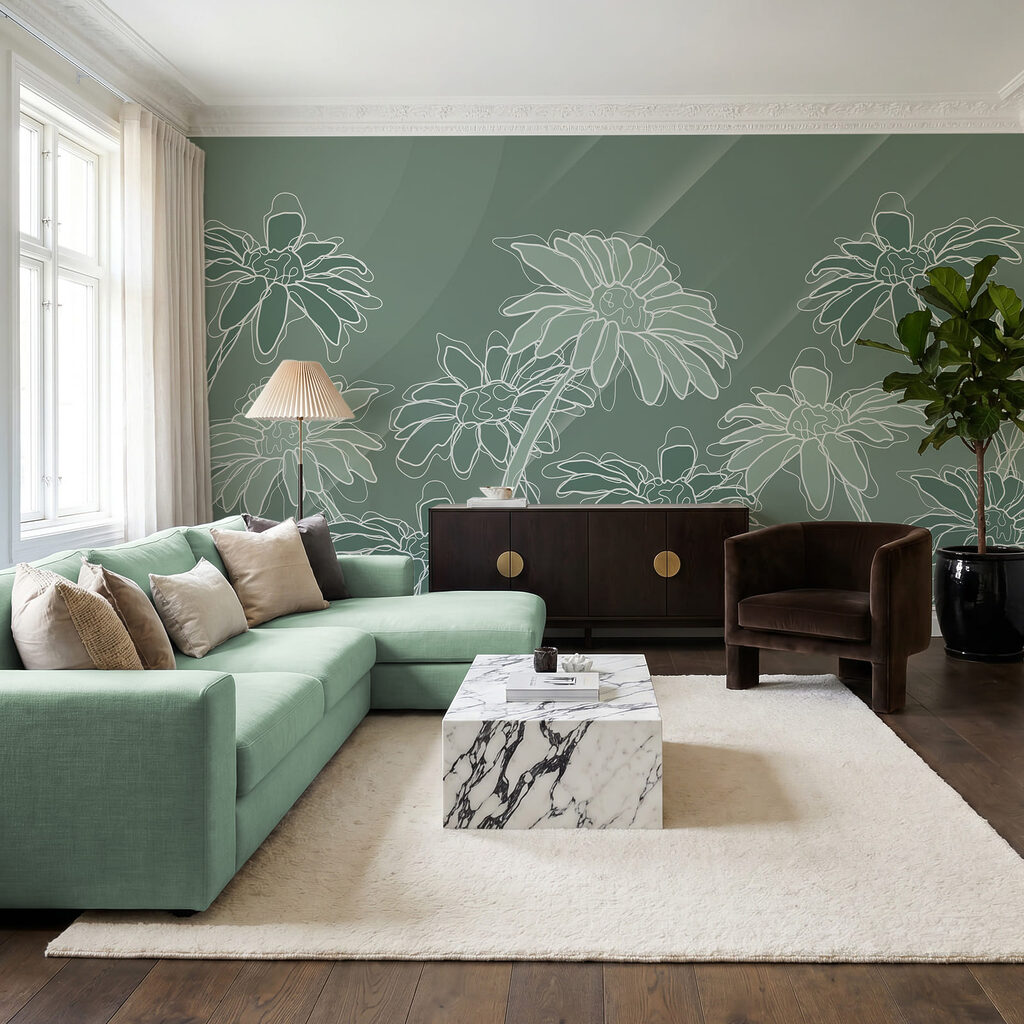White flower lines — interior 2
