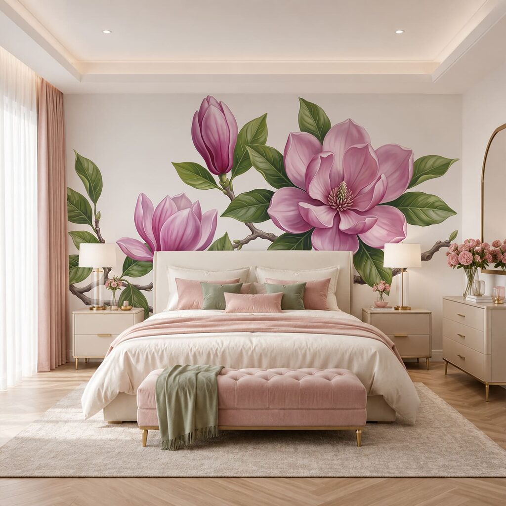 Pink magnolia branch — interior 2