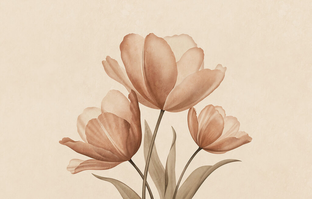 Large flowers on stems — full design