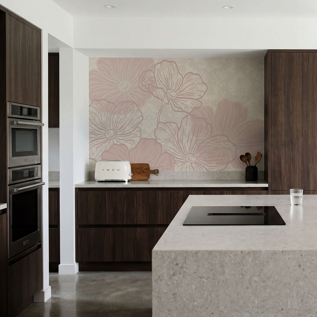 Pink flowers over ornament — interior 3
