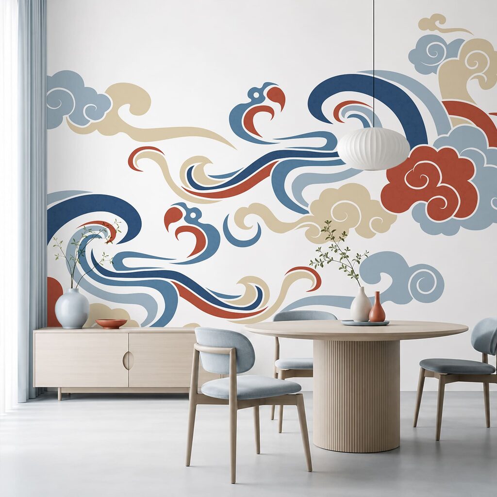 Decorative curling clouds — interior 1