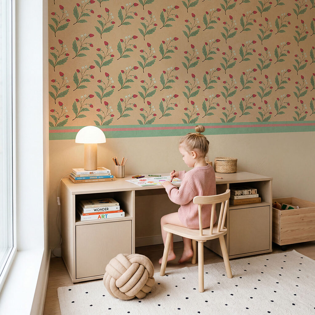 Flower sprigs on sand — interior 1