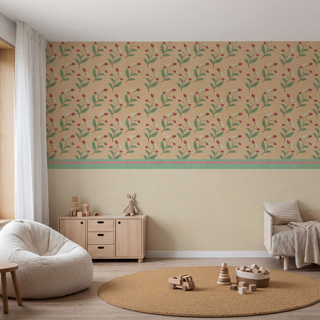 Flower sprigs on sand — interior 3