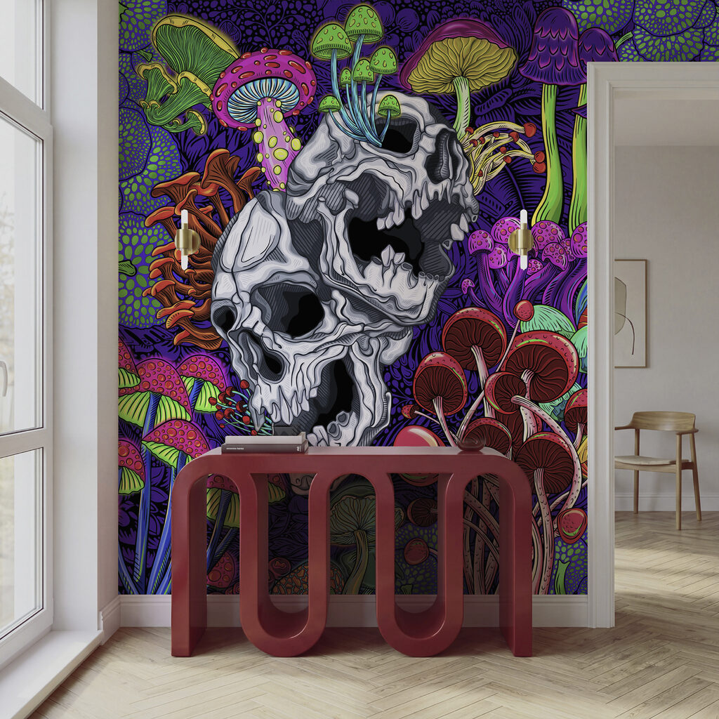 Mushroom Skull Kaleidoscope in an interior