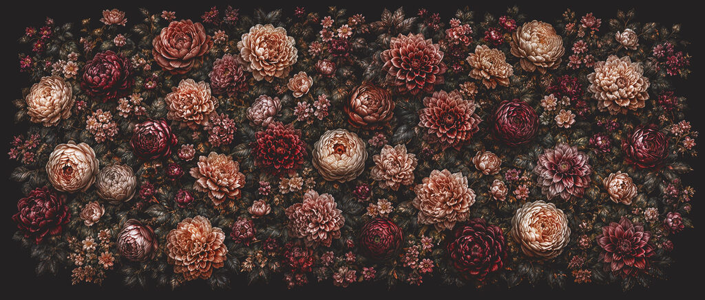 Midnight Flower Tapestry — full design