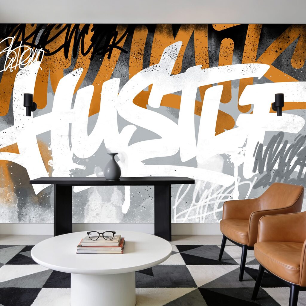 Graffiti letters over paint — interior 2