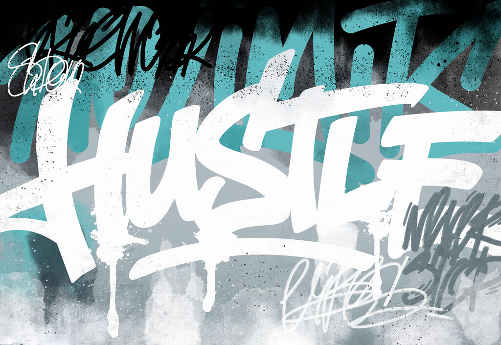 Graffiti letters over paint — full design