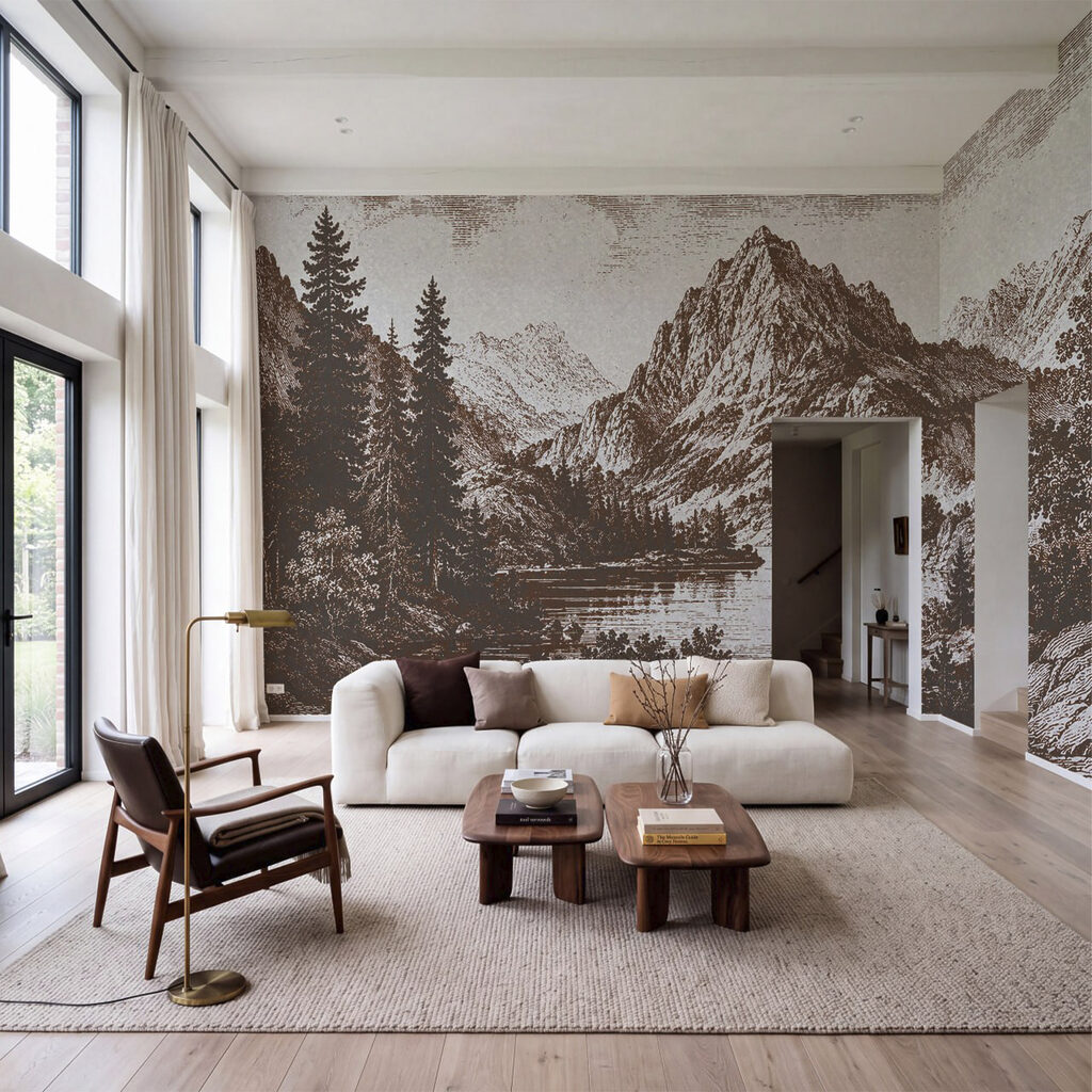 Mountain Lake Engraving in an interior