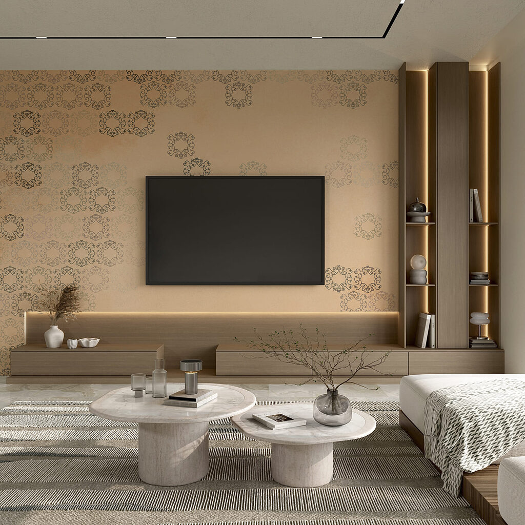 Faded Floral Geometry in an interior