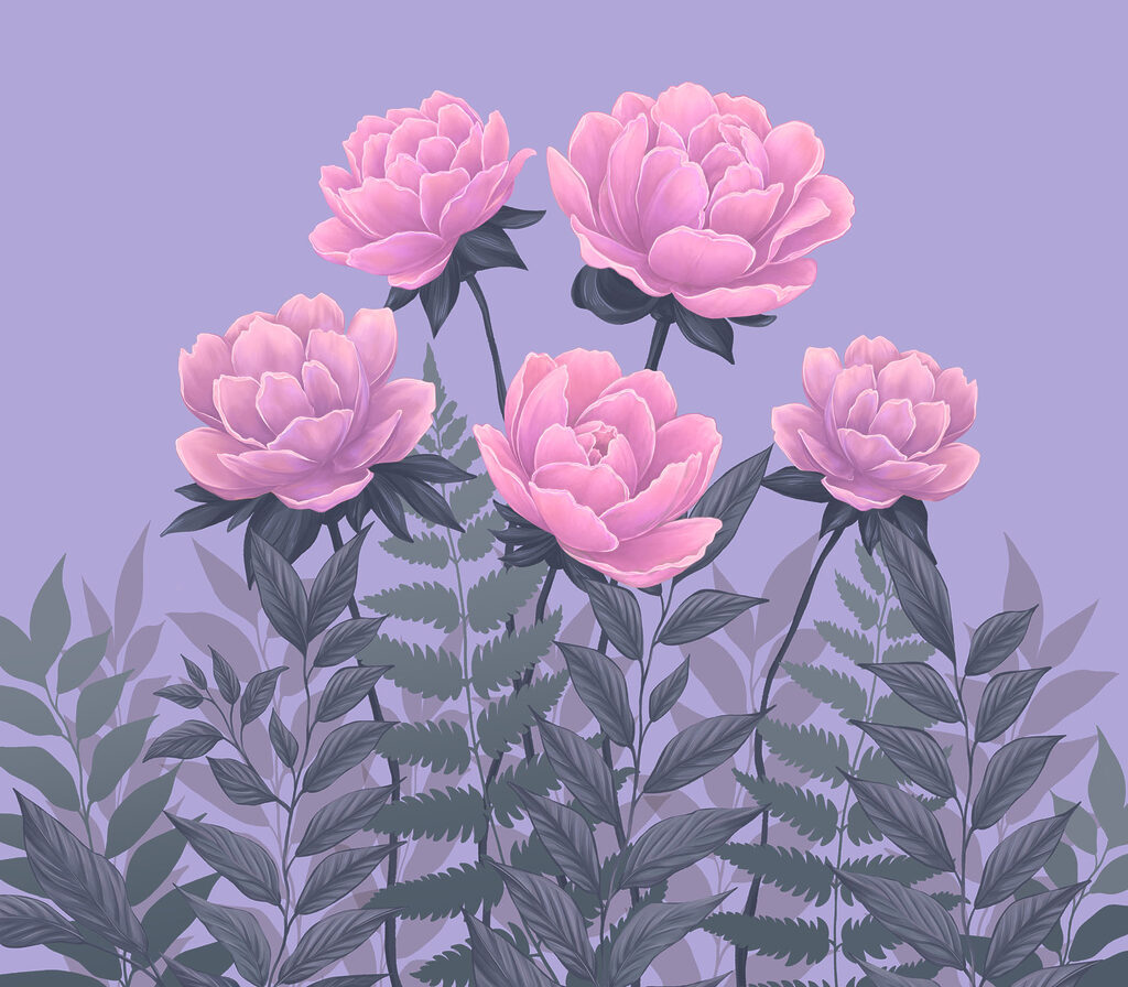 Peonies Above Ferns — full design