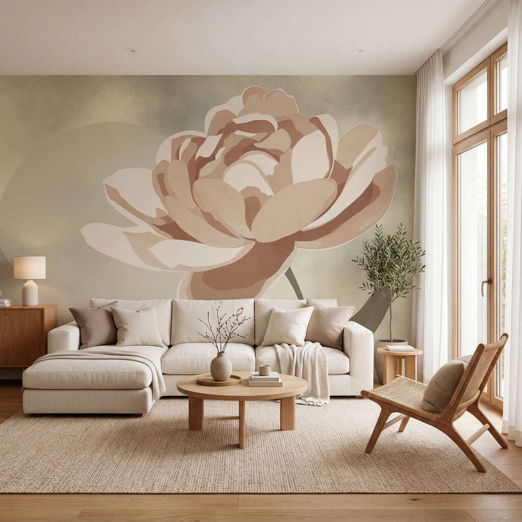 Painted Single Peony in an interior