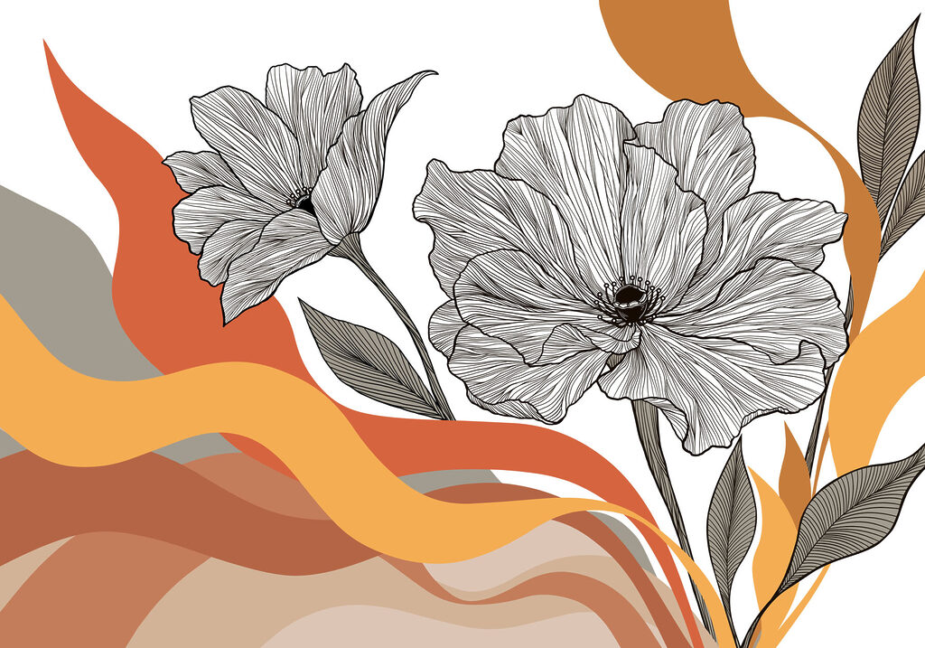 Flowers and Colour Ribbons — full design