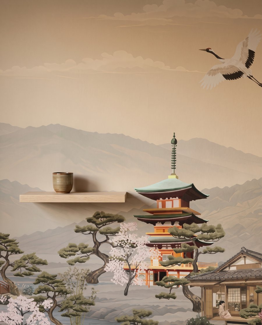 Cranes in the Mountains — detail