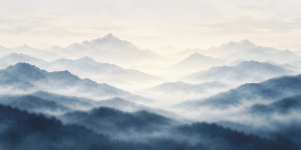 Mountain Layers at Dawn — full design