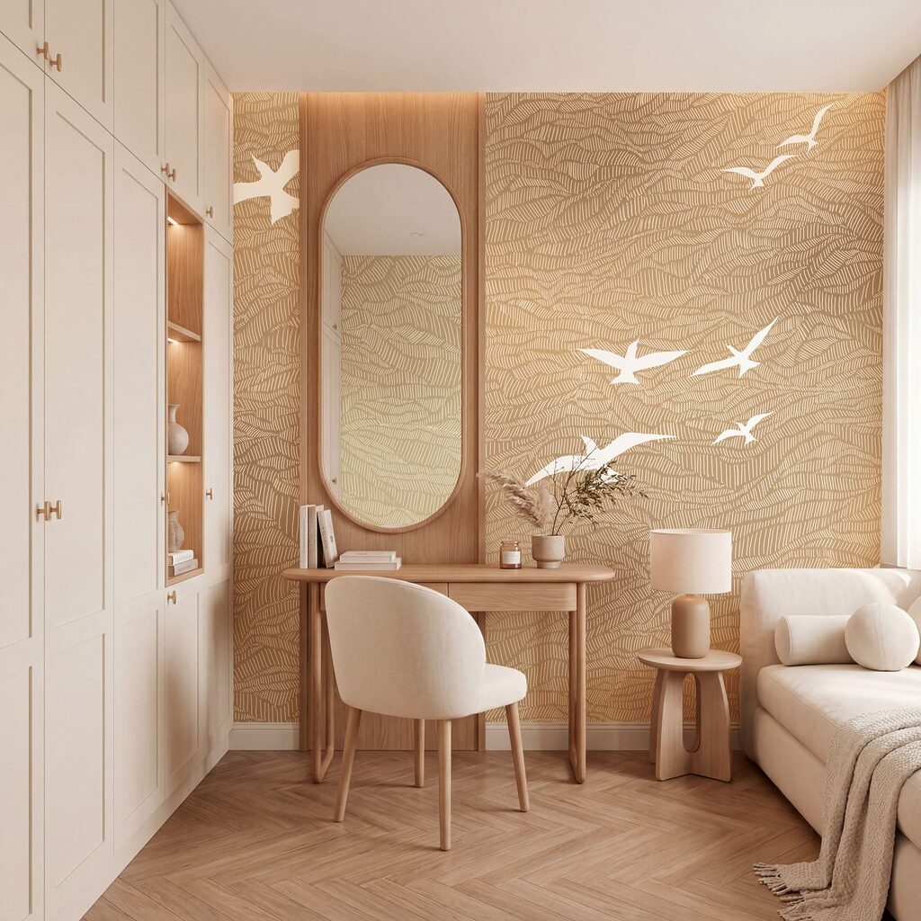 Birds Across Gold in an interior